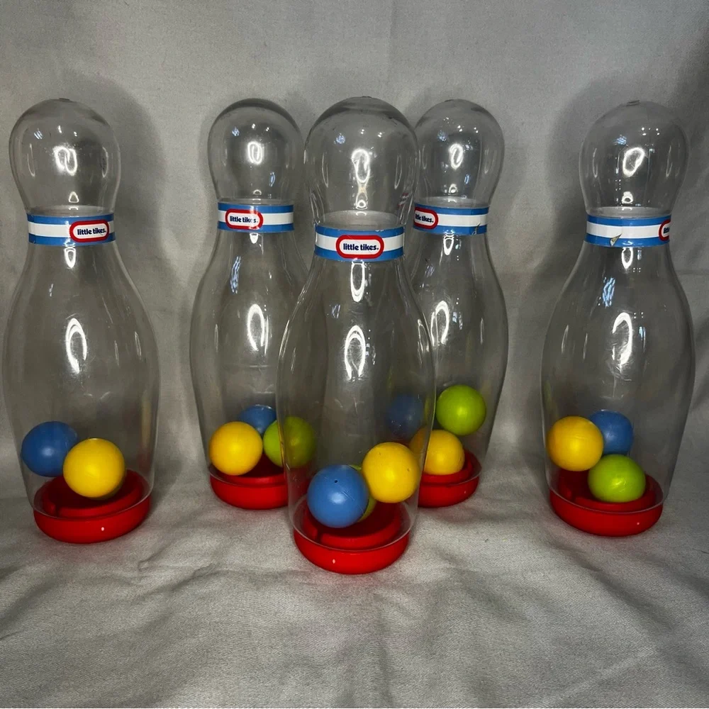 Little Tikes Tot Sports Green Bowling Set 1 Ball 5 Pins Set Toddler Kids VINTAGE